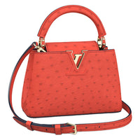 LOUIS VUITTON Capucines Ostrich Leather Shoulder Bag Crossbody Bag Handbag Mini Women's Red