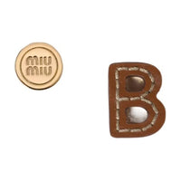 MIU MIU Leather Stud Earrings Women's Cognac