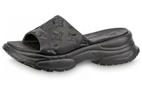 LOUIS VUITTON Pool 55 Odor Resistant Slide Slippers Women's Black