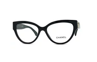 CHANEL Plastic Irregular Shape Eyeglass Frames Women's Black