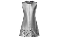 LOUIS VUITTON X Yayoi Kusama Metal Studs Metallized Leather Dress Silver