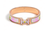 HERMES Enamel Rose Gold-Plated Bangles Women's Multicolor