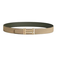 HERMES Brass Leather Belts Men's Beige Width: 3.2CM