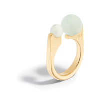 DIOR Metal Resin Pearl Rings Women's Gold