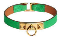 HERMES Gold-plated Goatskin Wristbands Women's Green
