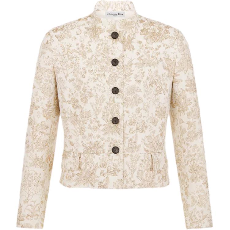 DIOR Cropped Jacket Jackets & Coats Women's White Gold
