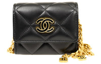 CHANEL 22SS Lambskin One Shoulder Crossbody Clutches Mini Women's Black