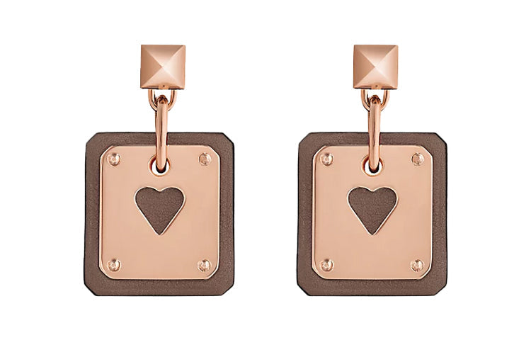 HERMES As De Coeur Earrings Women's Elephant Gray