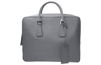 PRADA Cow Leather Handbags Briefcases Men's Gray