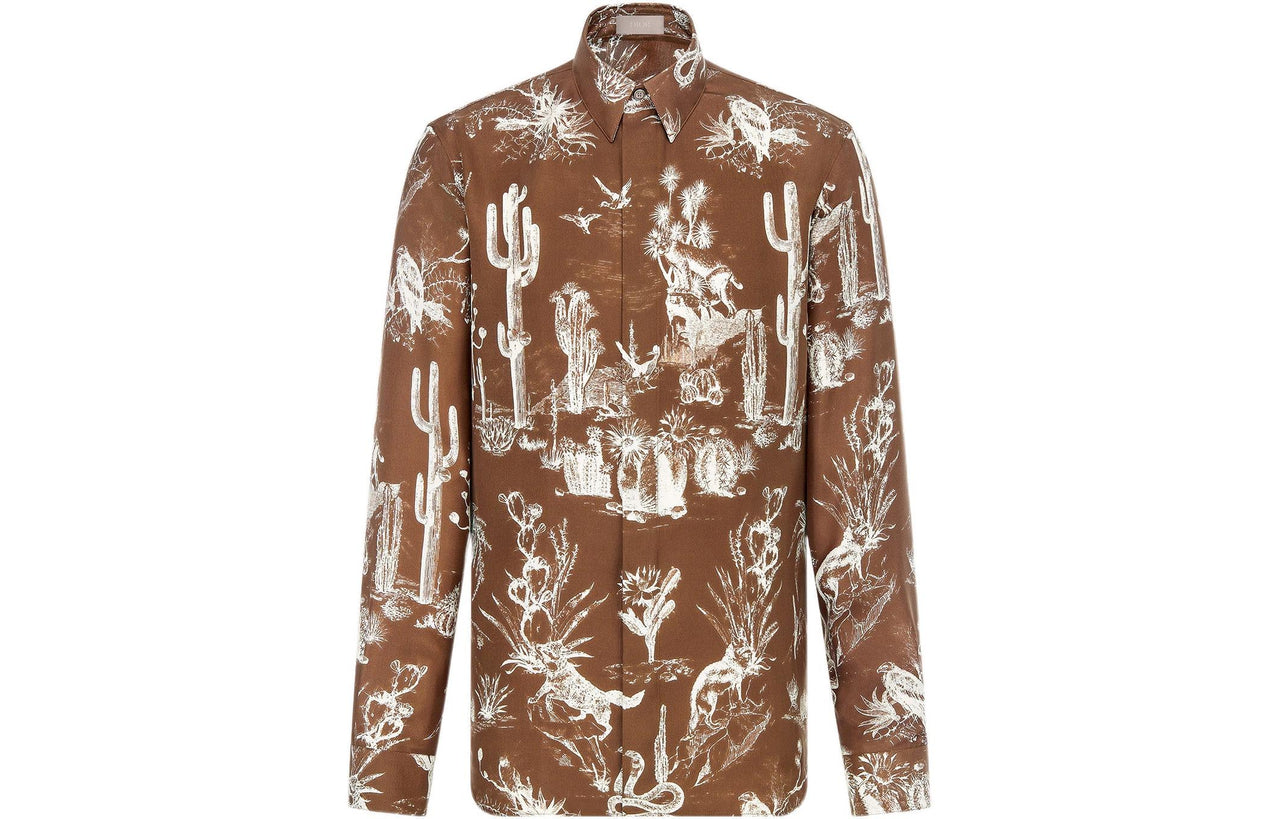 Travis Scott X DIOR Shirts Men Brown
