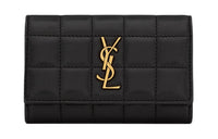 SAINT LAURENT CASSANDRE Lambskin Card Holder Women's Black