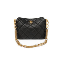 CHANEL Sheepskin Hobo Bag Handbag Shoulder Bag Women's Black