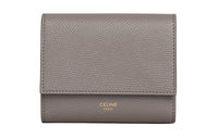 CELINE Grain Cow Leather Wallet Small Size Women's Pebble