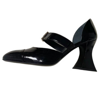 CHANEL Irregular Heel Mary Jane Shoes 9cm Women's Black
