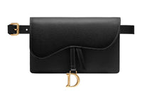 DIOR Saddle Cow Leather Saddle Bag Fanny Pack Women's Black