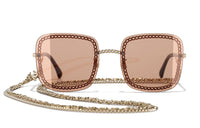 CHANEL Sunglasses Women's Tortoiseshell Legs/Light Brown Slices