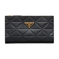 PRADA Leather Wallet Large Size Women's Black