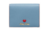 MIU MIU Madras Goatskin Wallet Women's Xingji Blue