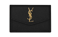 SAINT LAURENT UPTOWN Calfskin Business Card Holder Women's Black