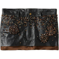 MIU MIU FW24 Leather Short Skirts Women's Black
