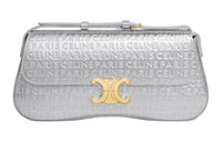 CELINE Laminated Cow Leather Crossbody Bag, Shoulder Bag Women's Silver