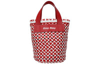 MIU MIU Leather Bucket Bag Clutch Unisex Red