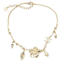 CHANEL Metal Rhinestone Necklaces Women's Gold