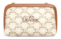 CELINE Leather Shoulder Bag Crossbody Bag Mini Women's White