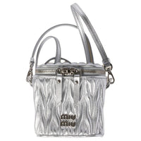 MIU MIU Matelassé Leather Shoulder Bag, Crossbody Bag Extra Mini Women's Silver