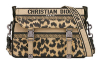 DIOR DiorCamp Embroidery Messenger Bag Shoulder Bag Crossbody Bag Small Size Women's Leopard Print