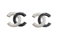 CHANEL Rhinestone Stud Earrings Women's Silver