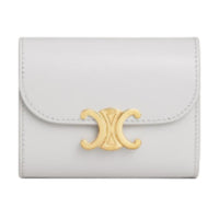 CELINE Shiny Calfskin Wallet Women's Mist Gray