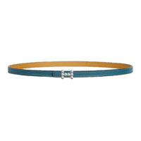 HERMES Metal Leather Belts Women's Blue Denim/Cookie Width 1.3CM