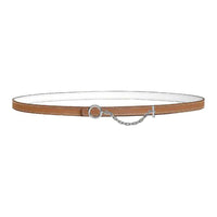 HERMES Palladium-Plated Leather Belts Unisex Brown/White Width: 1.3cm