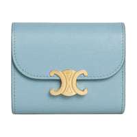 CELINE Triomphe Calfskin Wallet Women's Blue