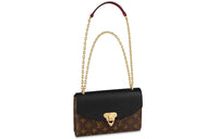 LOUIS VUITTON Canvas Chain Bag, One Shoulder Handbag Regular Women's Black/Brown Color