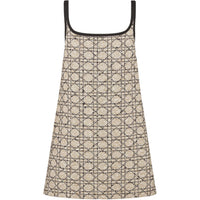 DIOR FW24 Slip Dresses Women's Beige Black Mixed Color