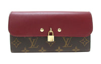 LOUIS VUITTON Canvas With Calfskin Wallet Women's Brown & Burgundy