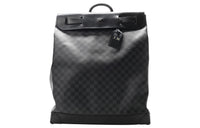 LOUIS VUITTON Steamer Canvas With Leather Handbag Men's Black/Gray