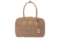 MIU MIU Matelassé Nappa Leather Handbag Women's Camel