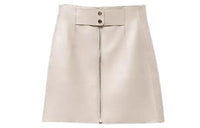 HERMES Leather Short Skirts Women's White