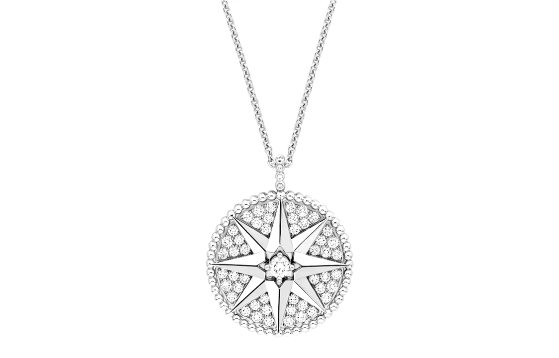 DIOR 18K White Gold Diamonds Necklaces Women's Silver