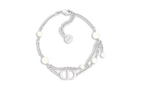 DIOR Resin Pearl Metal Bracelets Women's Silver