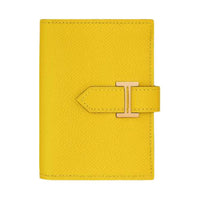 HERMES Bearn Epsom Leather Card Holder Women's 9O Jaune De Naples Yellow