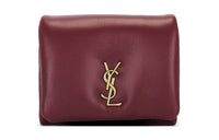 SAINT LAURENT CASSANDRE Leather Wallet Women's Burgundy