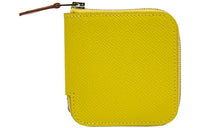 HERMES Silk'In Epsom Calfskin Silk Coin Purses Wallets Women's Lime