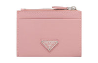 PRADA Saffiano Leather Card Clip Card Holder Women's Peach Pink