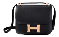 HERMES Constance Epsom Leather Shoulder Bag Crossbody Bag Mini Women's Noir Black