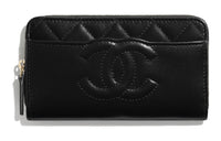 CHANEL Sheepskin Clutch Women's Black