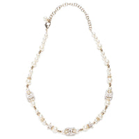 CHANEL Rhinestone Artificial Pearl Metal Necklaces Women's White